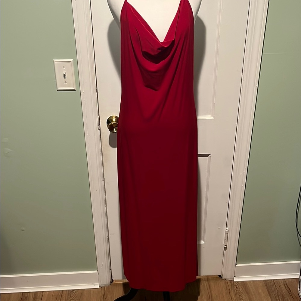 Bebe Red Cowl Neck Sleeveless Gown